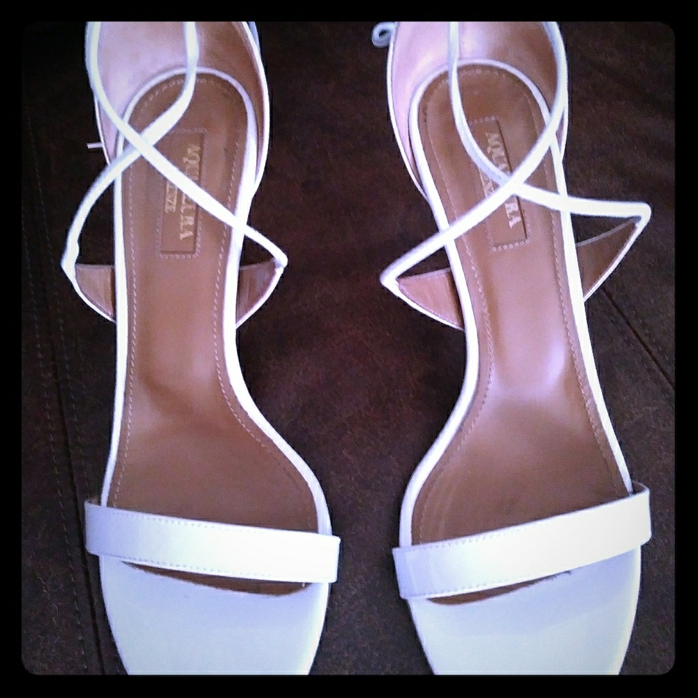 Aquazzura Pearl White Heels Size 37